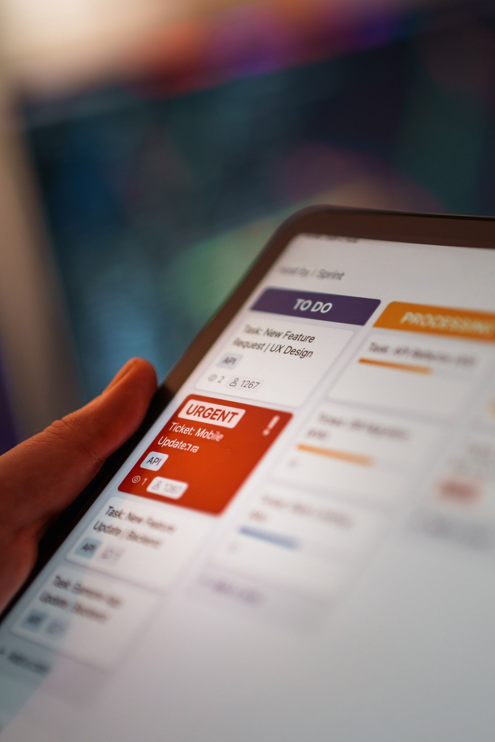 Close-up of an ecommerce workflow board showing urgent operational tasks